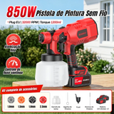 Pistola Pulverizador de Tinta Portátil 850W + 2 Baterias 48V